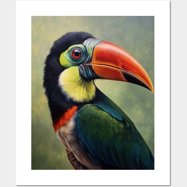 Amazing Zoo Green Aracari in Oil Paint Hyperrealism Wall Art by ABART BY ALEXST 